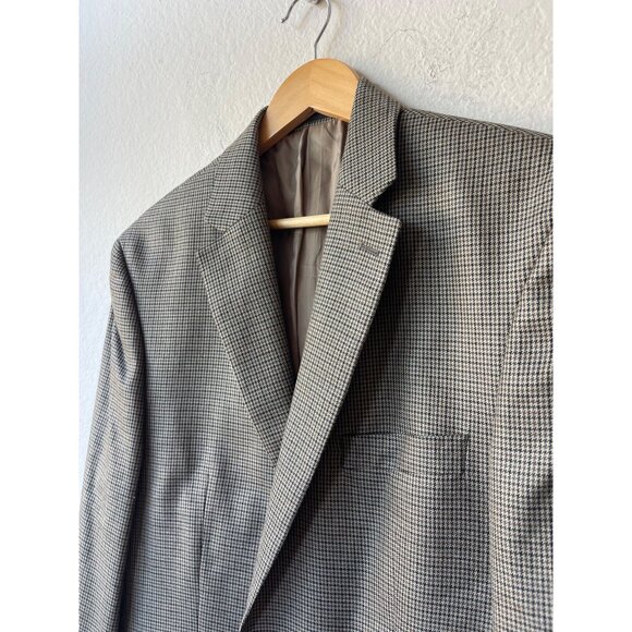 Lauren Ralph Lauren Mens Brown Houndstooth Blazer Size 42L Silk Wool Preppy - Picture 3 of 6